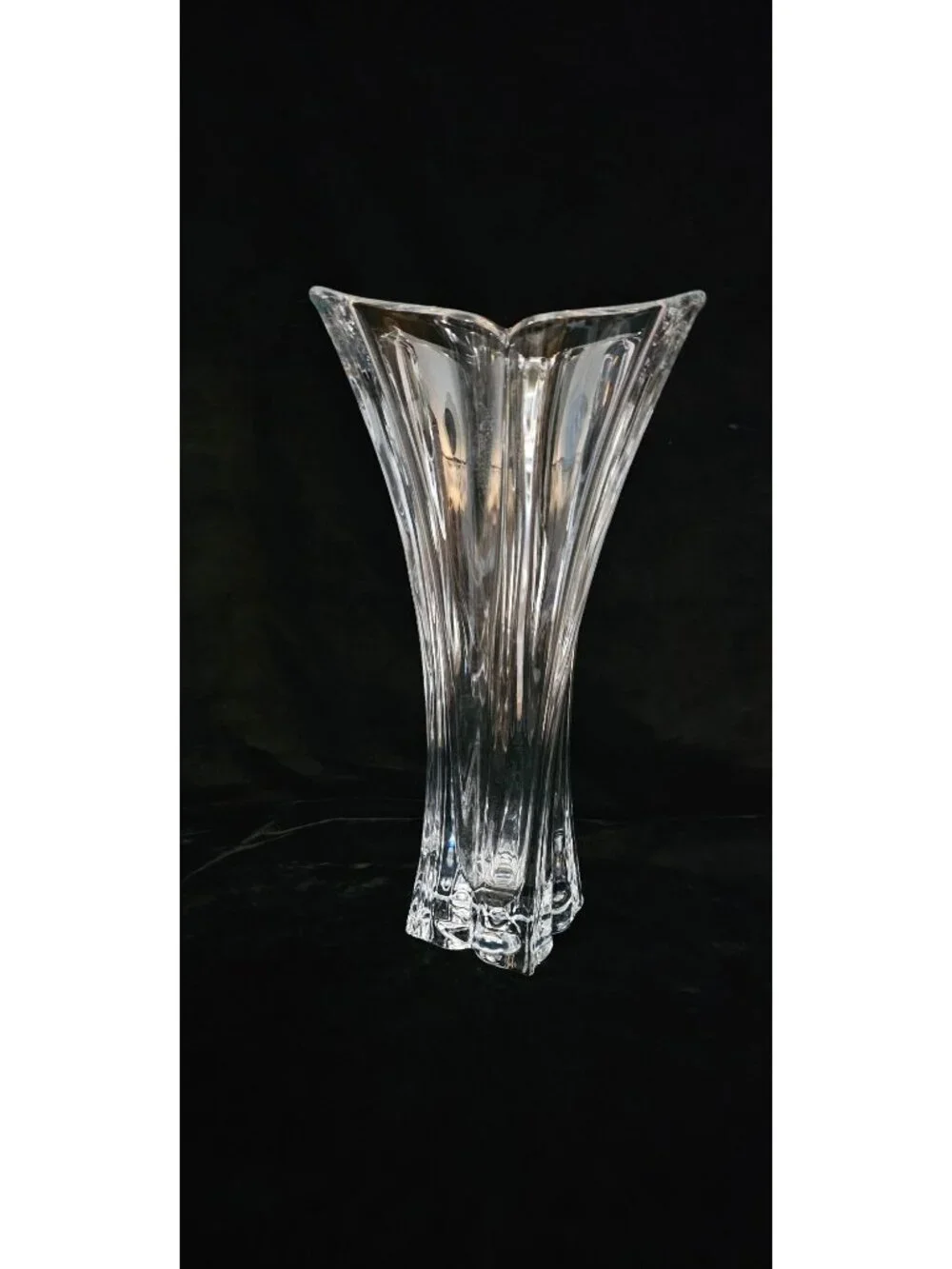 Vintage Mikasa Clear Crystal Fluted Vase 14